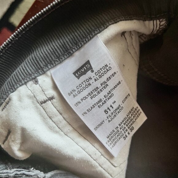 LEVI'S 501 pants men Skinny Fit 34x30 40" length USED gently - Picture 4 of 7